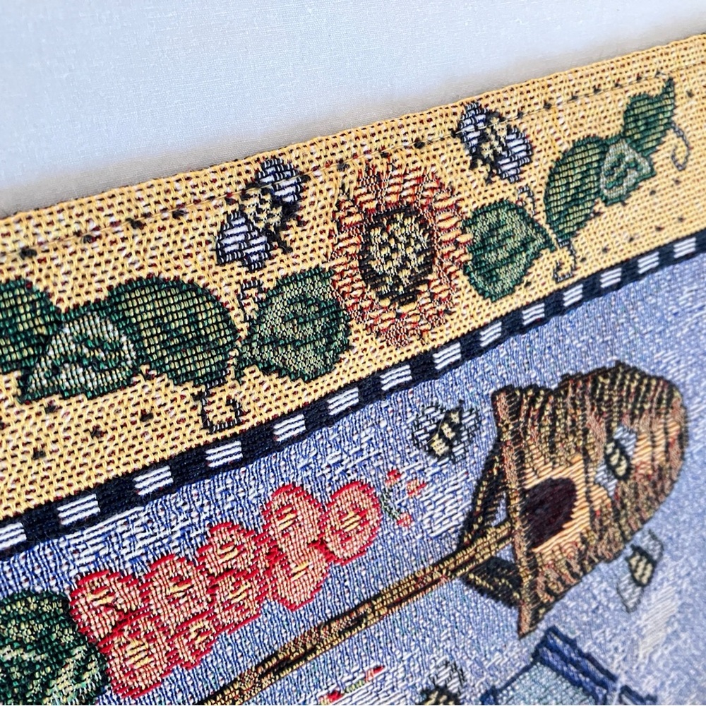 tapestry placemat birdhouses sunflowers and bees themed single mat rectangular - Picture 8 of 10
